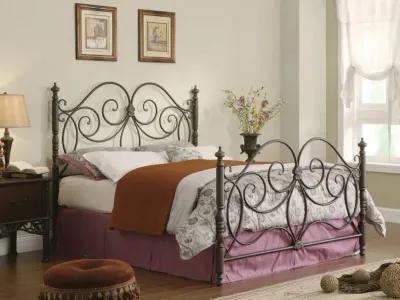 London Queen Metal Scroll Bed Dark Bronze