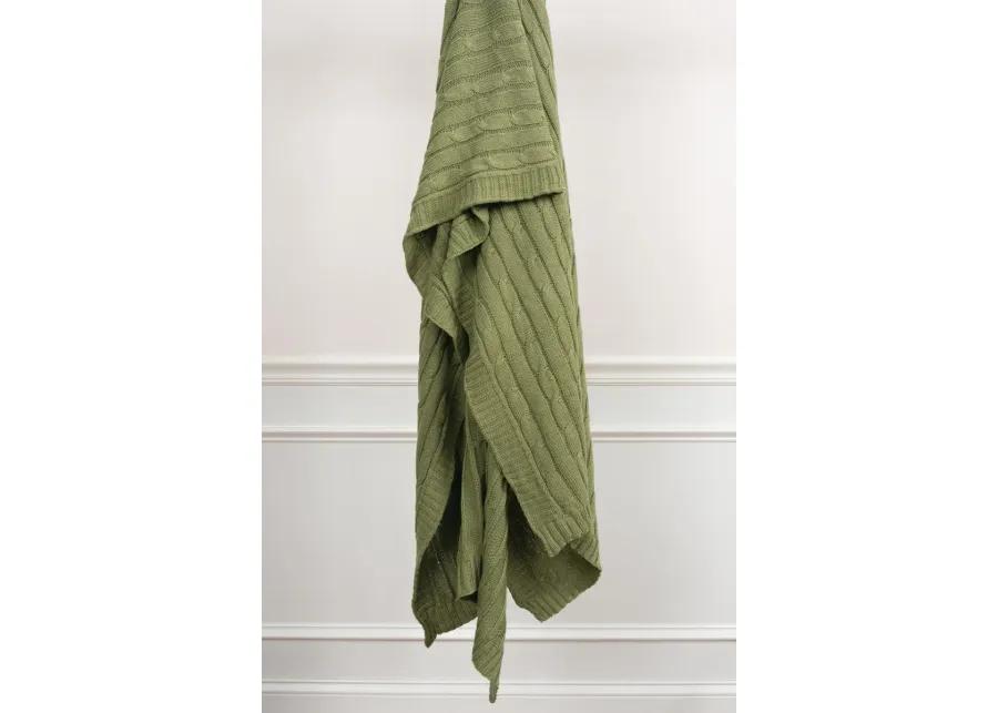 Cable Knit Moss Green Throw