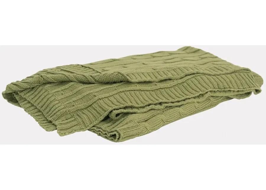 Cable Knit Moss Green Throw