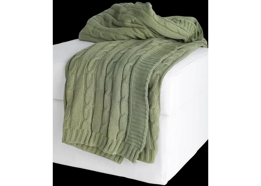 Cable Knit Moss Green Throw