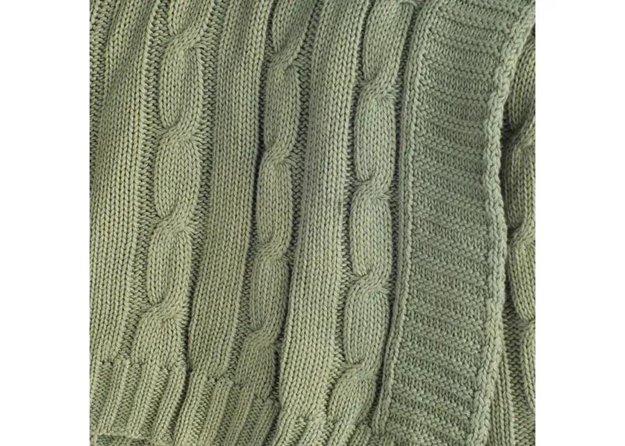 Cable Knit Moss Green Throw