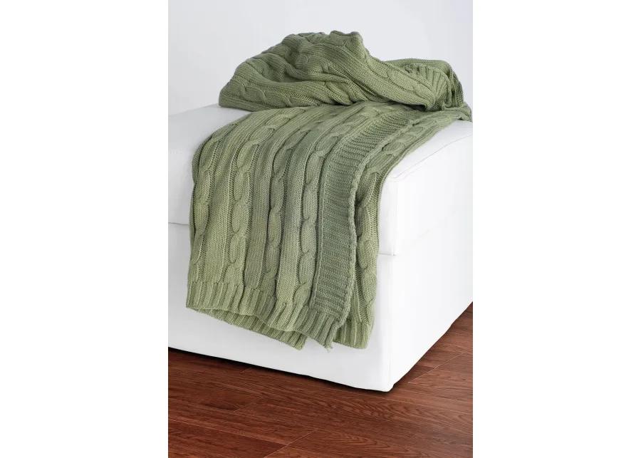 Cable Knit Moss Green Throw