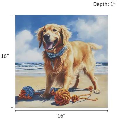 Beach Dogs Golden Retriever Canvas Wall Art