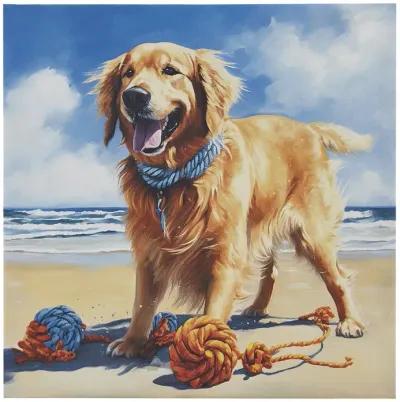 Beach Dogs Golden Retriever Canvas Wall Art