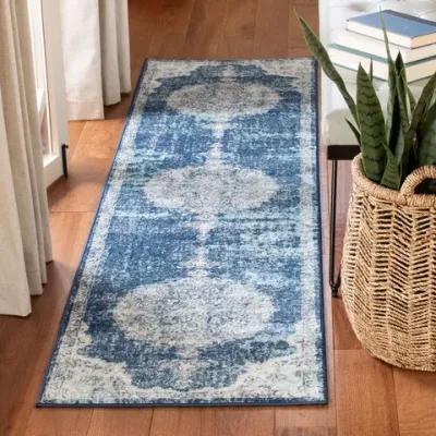 Brentwood 867 Navy / Ivory 2' X 12' Runner Powerloomed Rug