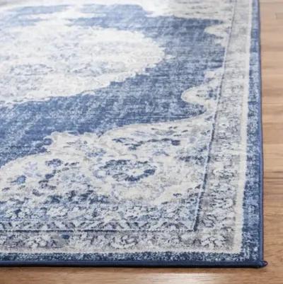 Brentwood 867 Navy / Ivory 2' X 12' Runner Powerloomed Rug