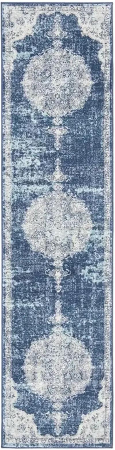 Brentwood 867 Navy / Ivory 2' X 12' Runner Powerloomed Rug