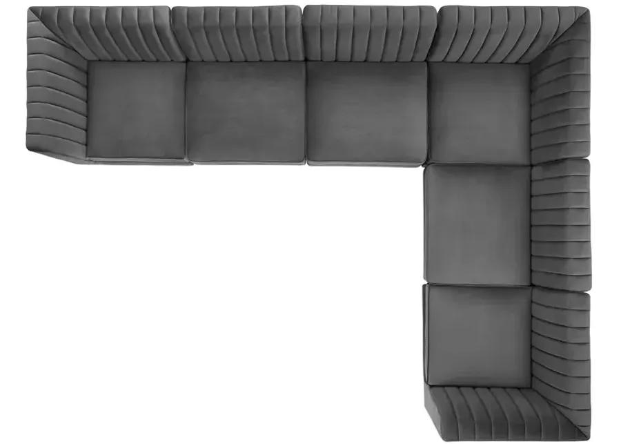 Triumph Channel Tufted Performance Velvet 6-Piece Sectional Sofa