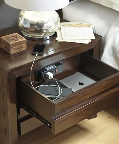 Element Charging Station Nightstand in Chocolate Brown