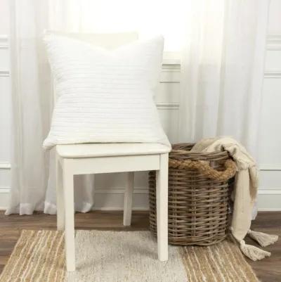 Stripe Patterned Solid White Pillow