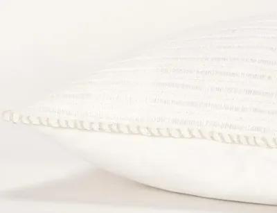 Stripe Patterned Solid White Pillow