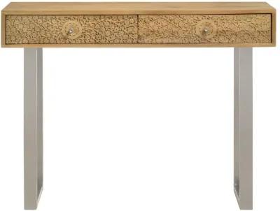 Draco Console Table with Hand Carved Drawers Natural