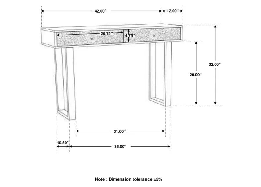 Draco Console Table with Hand Carved Drawers Natural