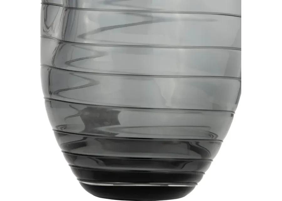 Glass, 14"h Pinched Vase, Smoke