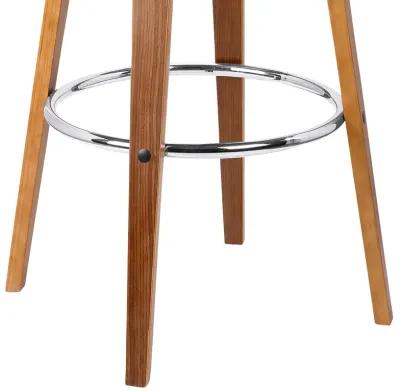 Harbor 26" Counter Height Backless Swivel Cream Faux Leather and Walnut Wood Mid-Century Modern Bar Stool