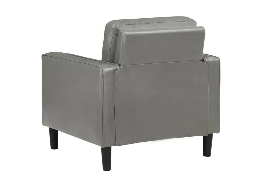 Ruth Upholstered Track Arm Faux Leather Accent Chair Grey