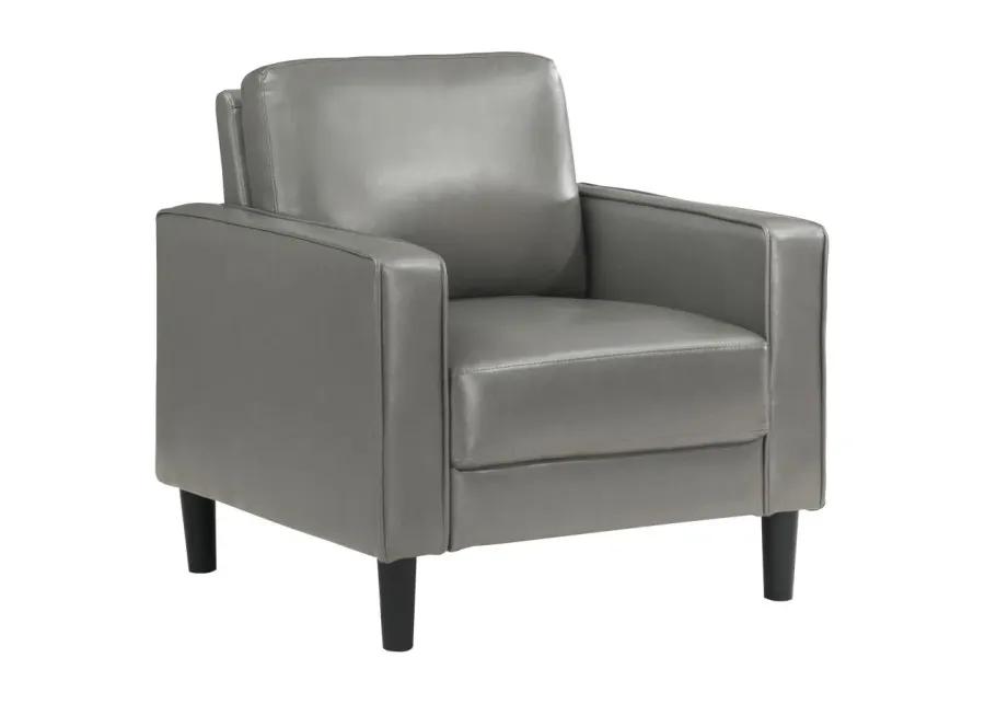 Ruth Upholstered Track Arm Faux Leather Accent Chair Grey