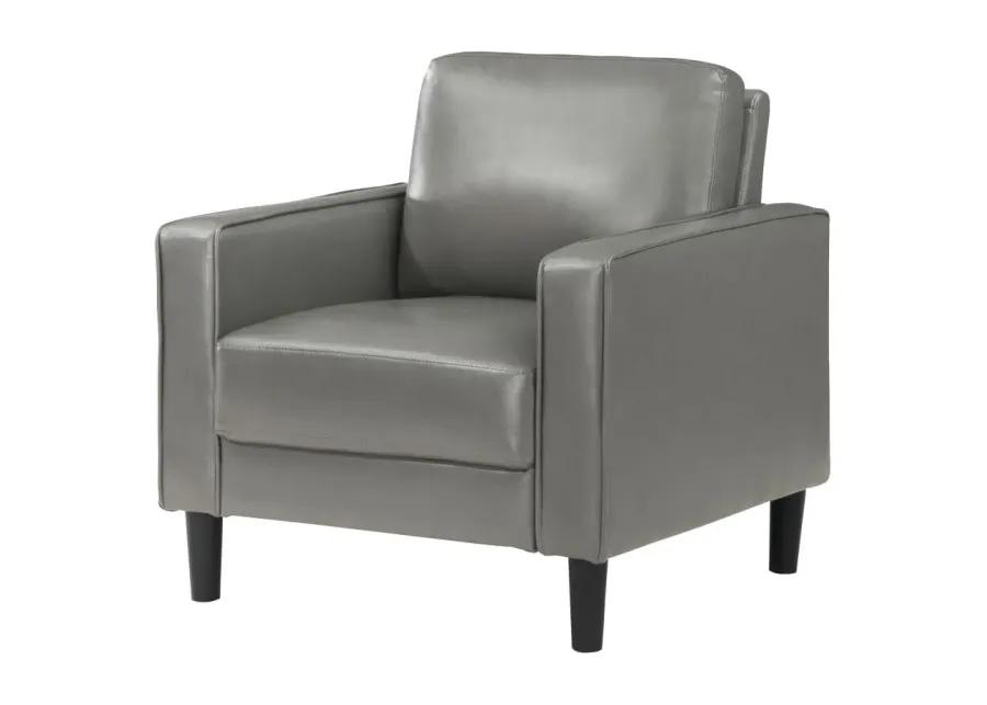 Ruth Upholstered Track Arm Faux Leather Accent Chair Grey