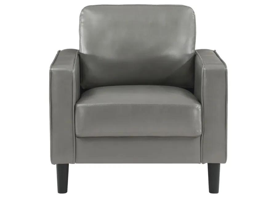 Ruth Upholstered Track Arm Faux Leather Accent Chair Grey