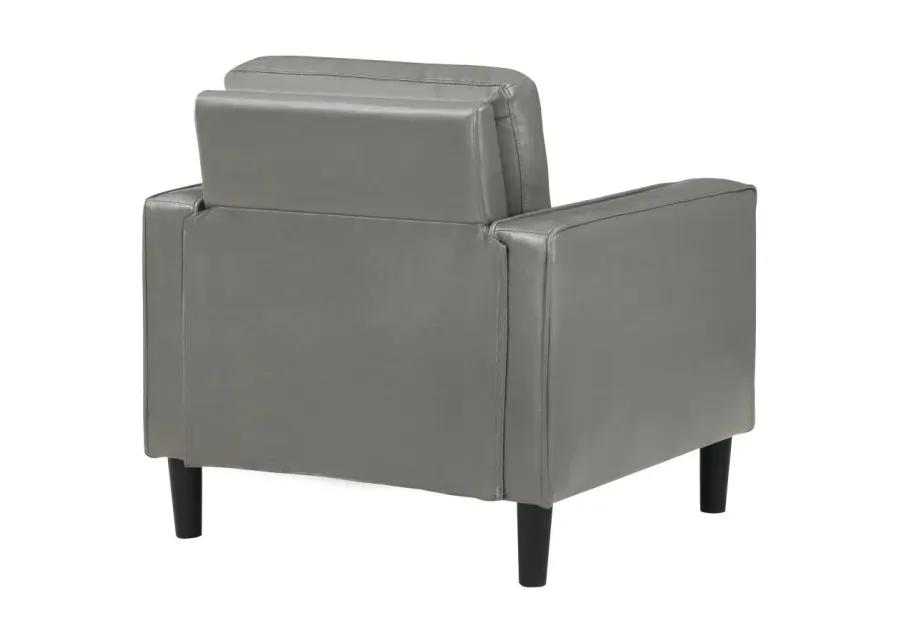 Ruth Upholstered Track Arm Faux Leather Accent Chair Grey