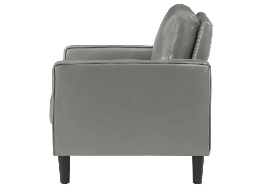 Ruth Upholstered Track Arm Faux Leather Accent Chair Grey