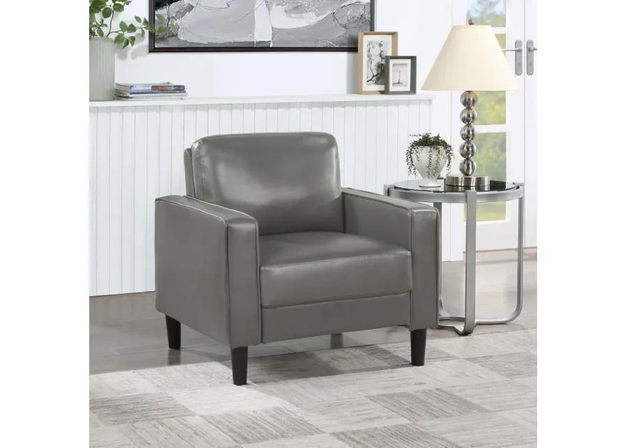 Ruth Upholstered Track Arm Faux Leather Accent Chair Grey