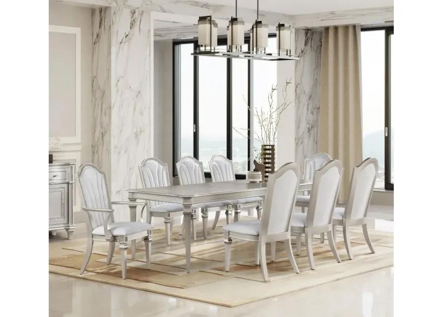 Evangeline 9-piece Dining Table Set with Extension Leaf Ivory and Silver Oak