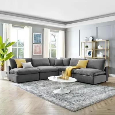 Commix Down Filled Overstuffed Performance Velvet 5-Piece Sectional Sofa