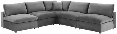 Commix Down Filled Overstuffed Performance Velvet 5-Piece Sectional Sofa