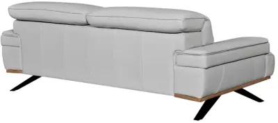 Prato 89" Dove Gray Leather Sofa