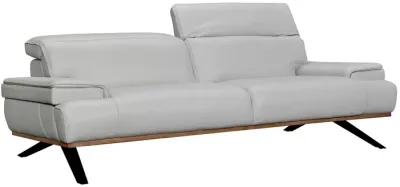 Prato 89" Dove Gray Leather Sofa