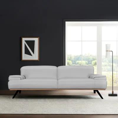 Prato 89" Dove Gray Leather Sofa