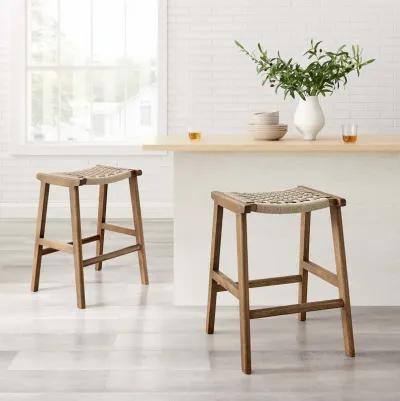 Saoirse Woven Rope Wood Counter Stool - Set of 2