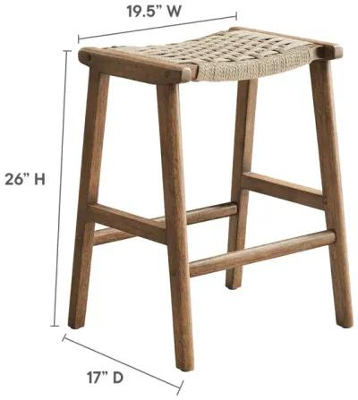 Saoirse Woven Rope Wood Counter Stool - Set of 2