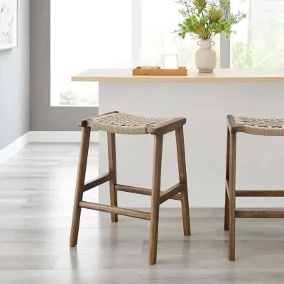 Saoirse Woven Rope Wood Counter Stool - Set of 2