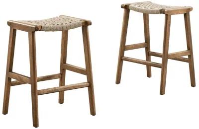 Saoirse Woven Rope Wood Counter Stool - Set of 2