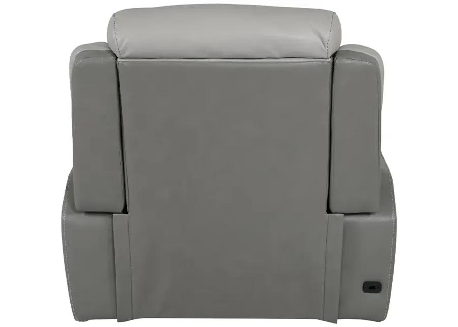 Rosalyn Zero Gravity Power Recliner in Silver and Gray Leather with Power Headrest