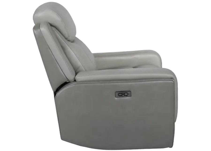 Rosalyn Zero Gravity Power Recliner in Silver and Gray Leather with Power Headrest