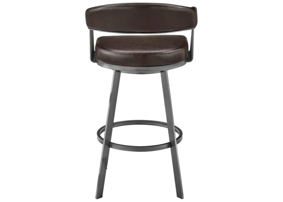 Chelsea 30" Bar Height Swivel Bar Stool in Java Brown Finish and Chocolate Faux Leather