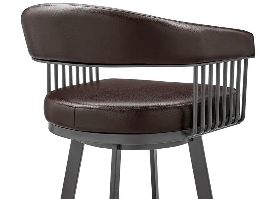 Chelsea 30" Bar Height Swivel Bar Stool in Java Brown Finish and Chocolate Faux Leather