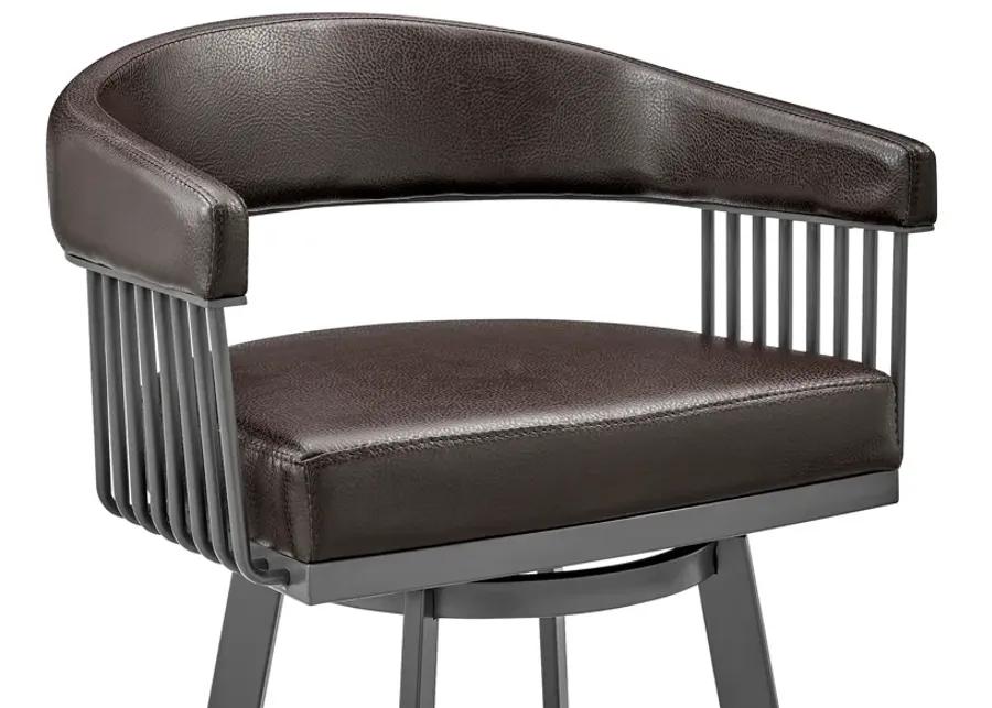 Chelsea 30" Bar Height Swivel Bar Stool in Java Brown Finish and Chocolate Faux Leather