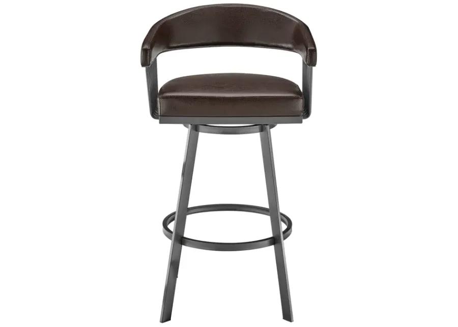 Chelsea 30" Bar Height Swivel Bar Stool in Java Brown Finish and Chocolate Faux Leather