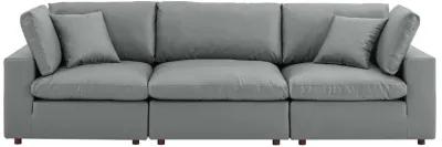 Commix Down Filled Overstuffed Vegan Leather 3-Seater Sofa