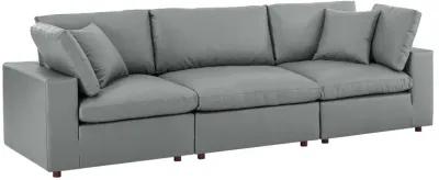 Commix Down Filled Overstuffed Vegan Leather 3-Seater Sofa