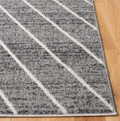 ADIRONDACK Contemporary Dark Grey / Ivory 6' X 6' Round Powerloomed Rug