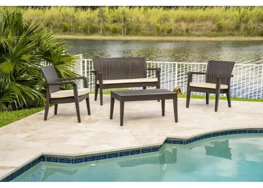 Alaska 4 Piece Seating Set with Cushions-Brown