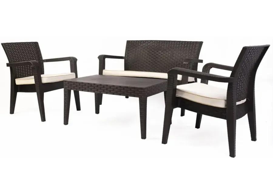 Alaska 4 Piece Seating Set with Cushions-Brown