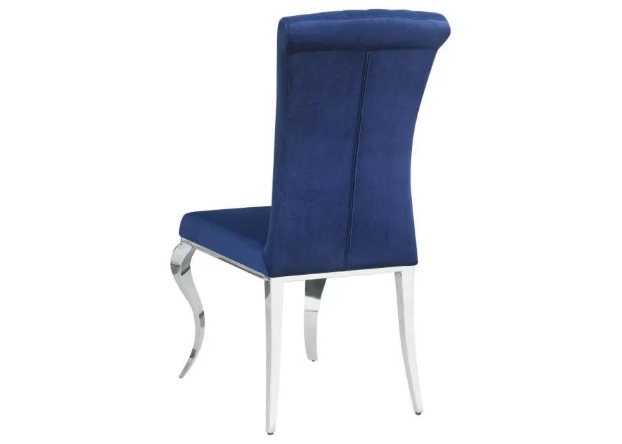 Betty Upholstered Side Chairs Ink Blue and Chrome (Set of 4)