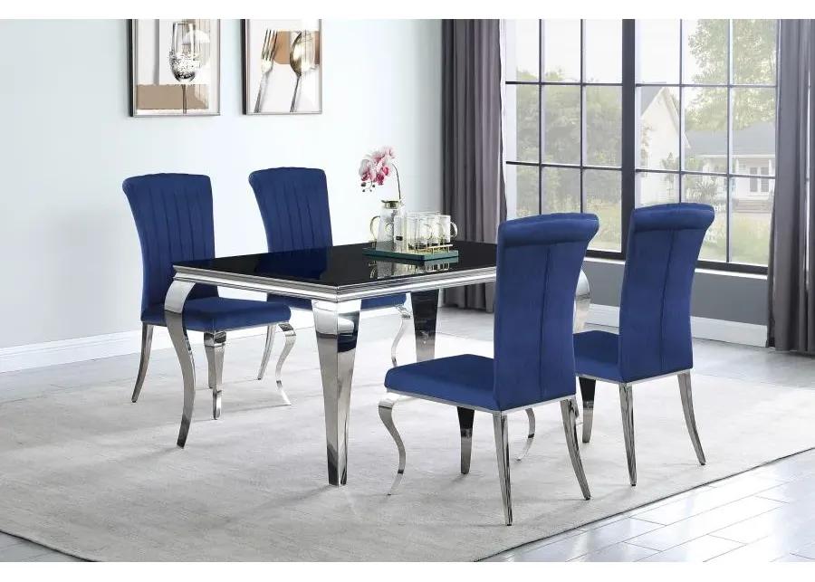 Betty Upholstered Side Chairs Ink Blue and Chrome (Set of 4)