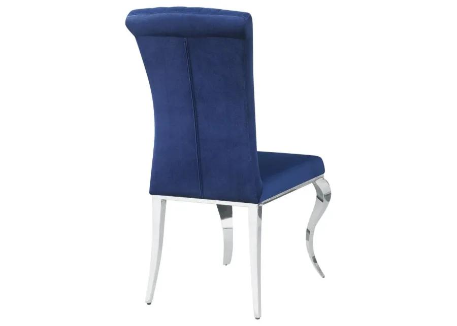 Betty Upholstered Side Chairs Ink Blue and Chrome (Set of 4)